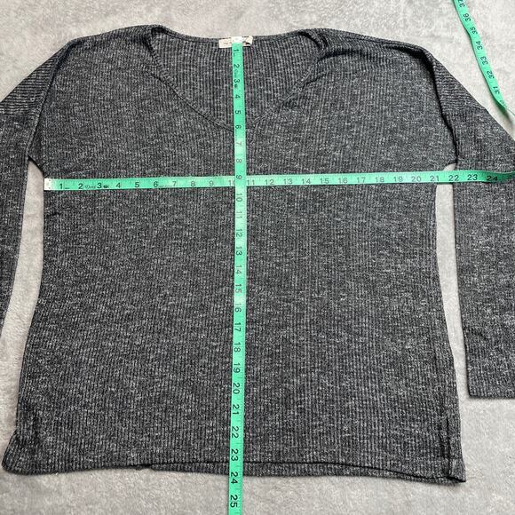 Rag Bone Jean Sweater Womens Large Grey Lightweight Ribbed V Neck Soft Casual - Picture 5 of 6
